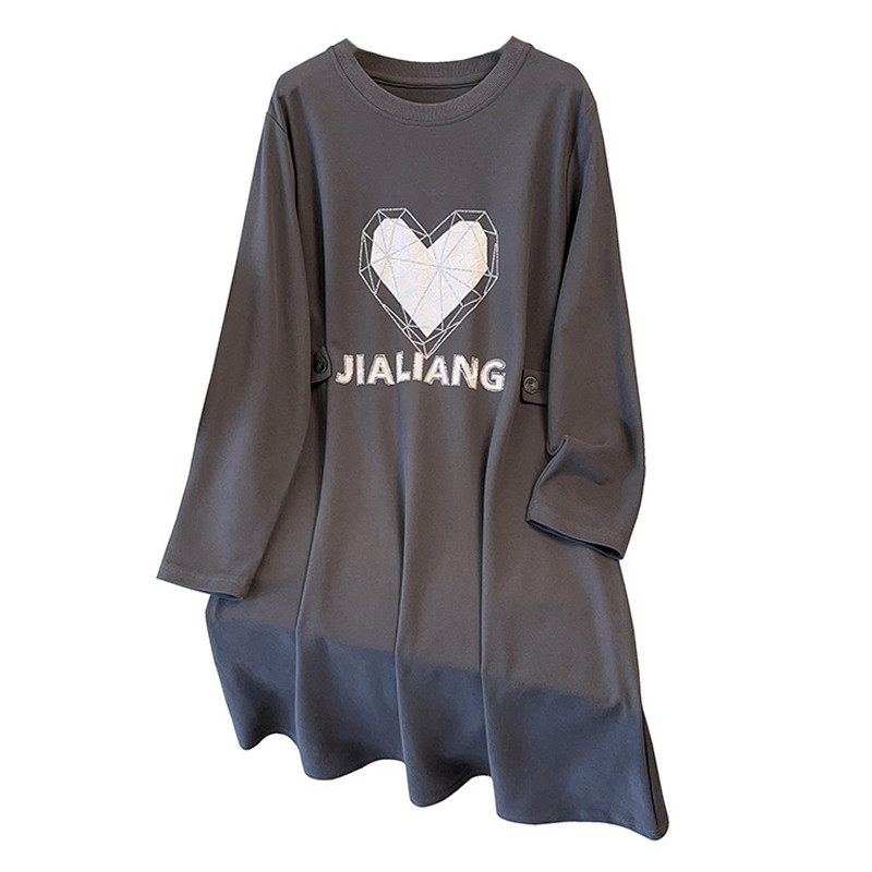 300斤特大码烫钻爱心裙女秋季200胖mm加肥显瘦孕妇遮肚,淘宝优惠券,粉丝福利购,淘宝优惠卷