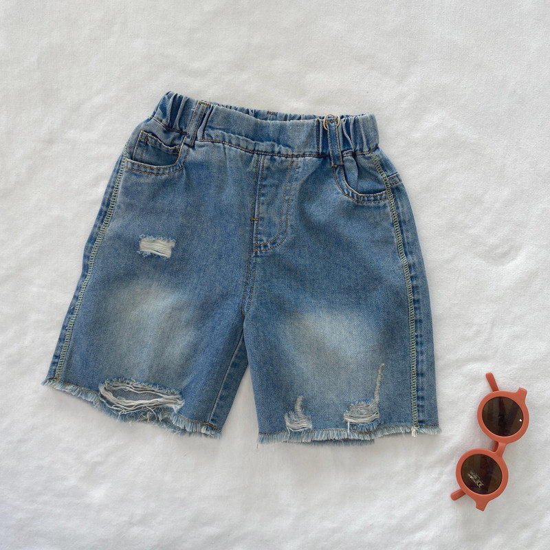 【我是小童】韩版休闲牛仔男童24夏款女宝透气破洞五分裤中裤,淘宝优惠券,粉丝福利购,淘宝优惠卷