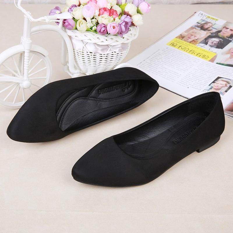 春秋平底鞋女2023尖头浅口职业工作单鞋绒面平跟百搭黑色女鞋,淘宝优惠券,粉丝福利购,淘宝优惠卷