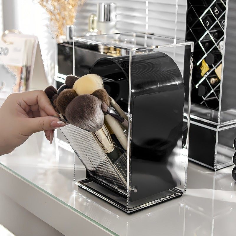 化妆刷收纳桶透明亚克力笔刷筒桌面高级感眉笔眼影散粉刷子收纳盒,淘宝优惠券,粉丝福利购,淘宝优惠卷