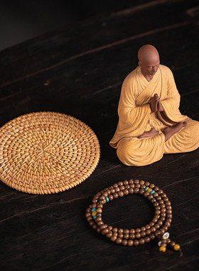 中式紫砂小工艺品人物摆件居国潮风客厅茶室博古架装饰