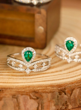 红麋鹿通体s925纯银女戒指小众闭口尾戒时尚皇冠百搭轻奢指环通勤