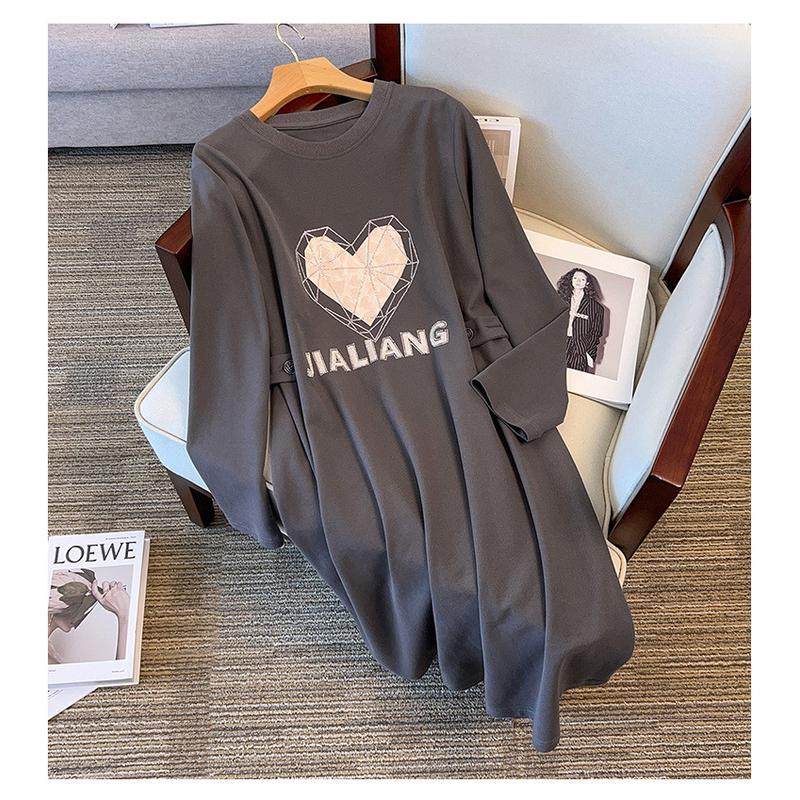 300斤特大码烫钻爱心裙女秋季200胖mm加肥显瘦孕妇遮肚,淘宝优惠券,粉丝福利购,淘宝优惠卷