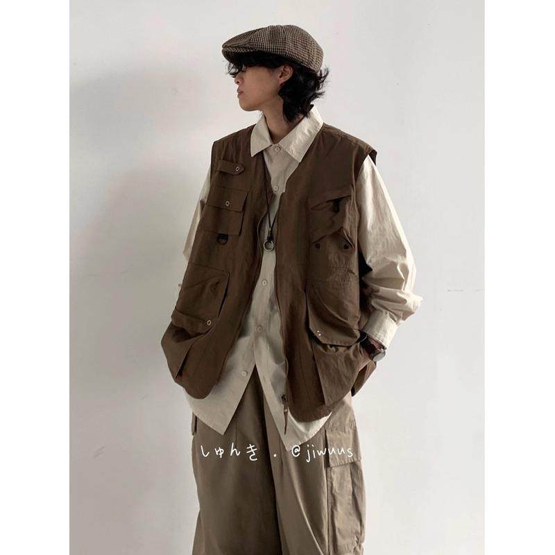 春秋日系多口袋宽松工装马甲男女生阿美咔叽露营机能战术外搭,淘宝优惠券,粉丝福利购,淘宝优惠卷