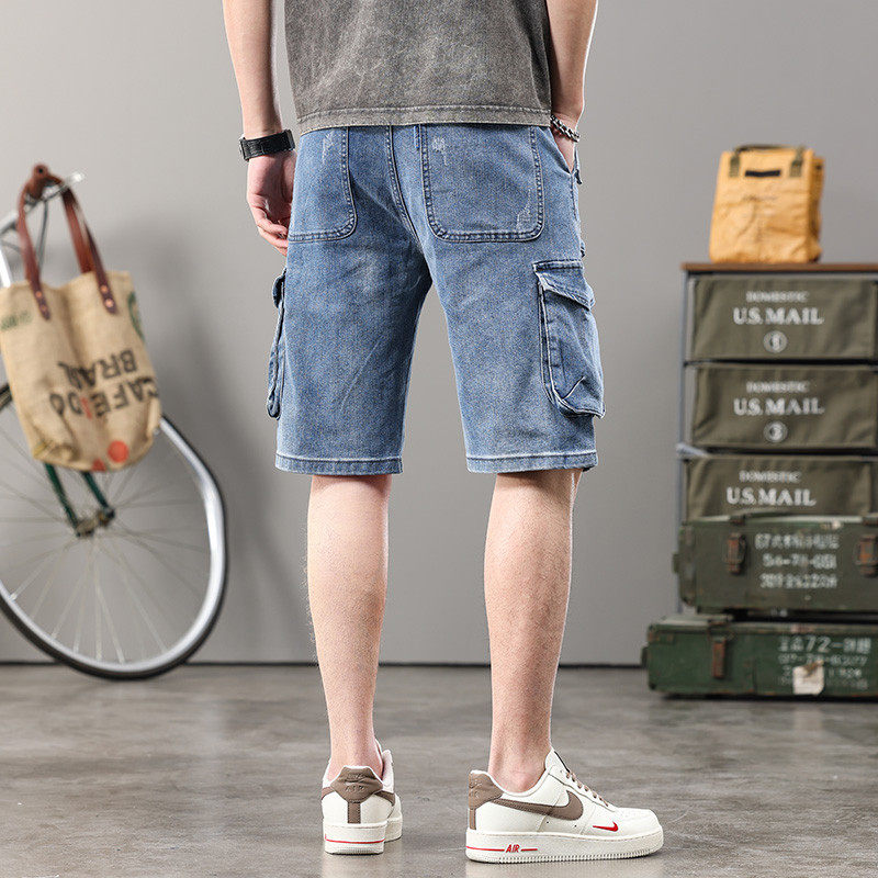 时尚多口袋工装牛仔男五分大码胖子宽松5分中裤2025新款,淘宝优惠券,粉丝福利购,淘宝优惠卷