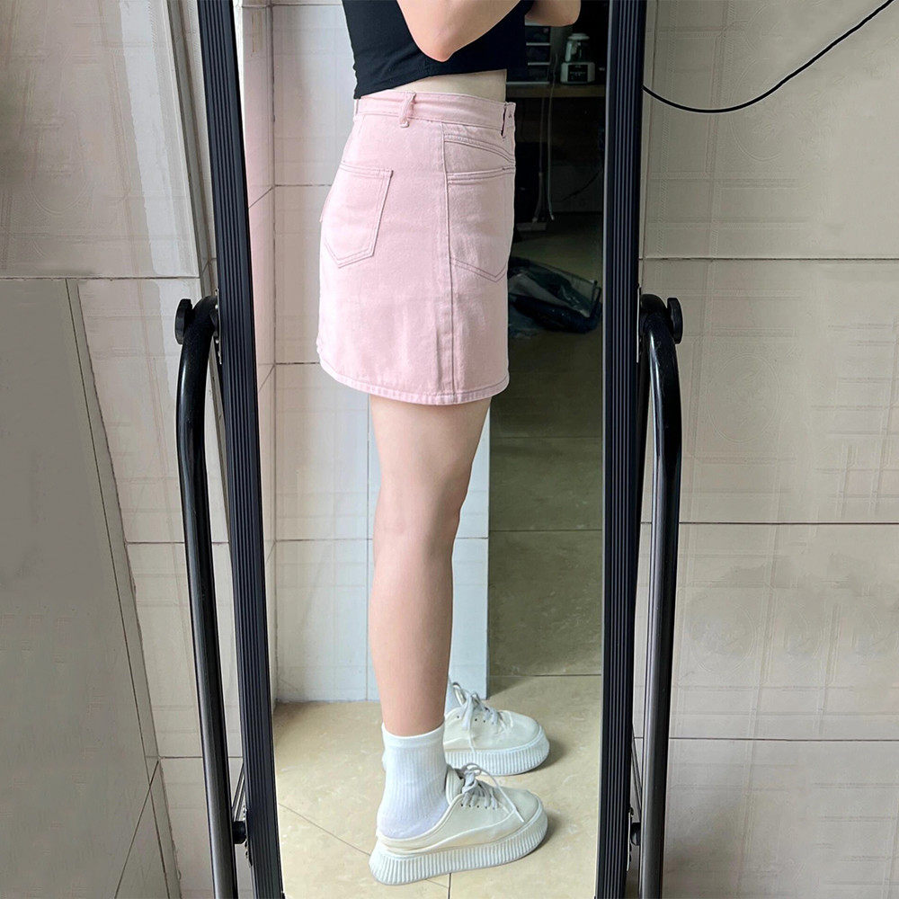 300斤大码粉色牛仔女夏季辣妹胖mm显瘦a字包臀,淘宝优惠券,粉丝福利购,淘宝优惠卷