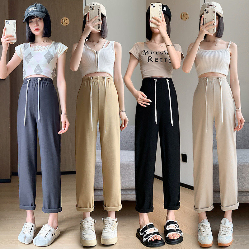 孕妇夏季外穿冰丝托腹直筒裤夏装怀孕工装裤宽松夏,淘宝优惠券,粉丝福利购,淘宝优惠卷