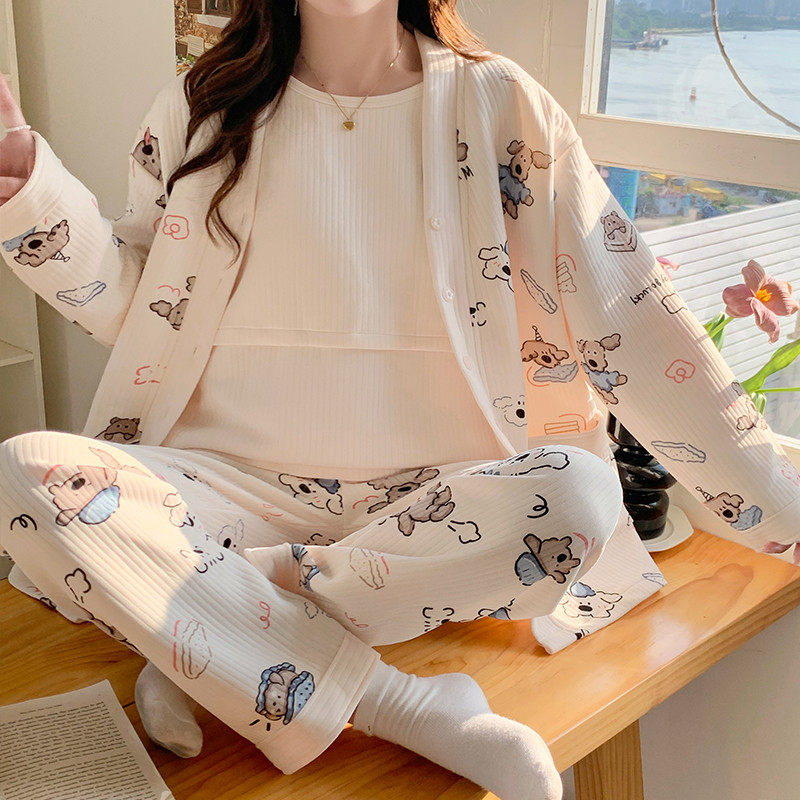 秋冬款空气棉月子服三件套春秋季10月份哺乳孕妇睡衣纯棉产后产妇,淘宝优惠券,粉丝福利购,淘宝优惠卷