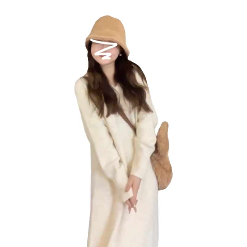 2023新款白色连帽子女秋冬装大衣内搭打底毛衣裙,淘宝优惠券,粉丝福利购,淘宝优惠卷