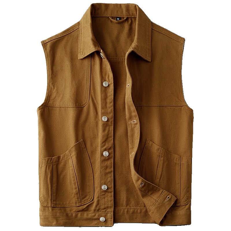 马甲男纯色美式工装时尚2025春夏季休闲户外黄色牛仔,淘宝优惠券,粉丝福利购,淘宝优惠卷