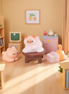 无聊摆个可爱萌小猫微景观diy卡通造景装饰品车载桌面解闷小摆件