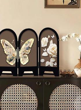 现代简约蝴蝶创意小屏风桌面摆画 画饭厅斗柜置物架装饰摆饰入户