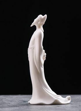 创意白瓷手工艺品陶瓷诗仙李白古代诗人禅意书房客厅玄关家居摆件