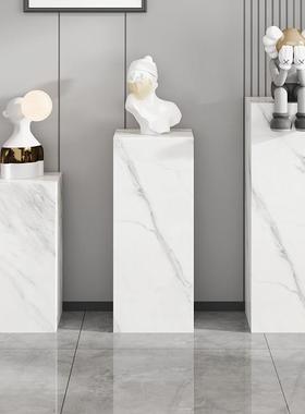 大理石雕塑底座摆台玄关岩板电视柜旁边落地客厅花架摆件底基座台