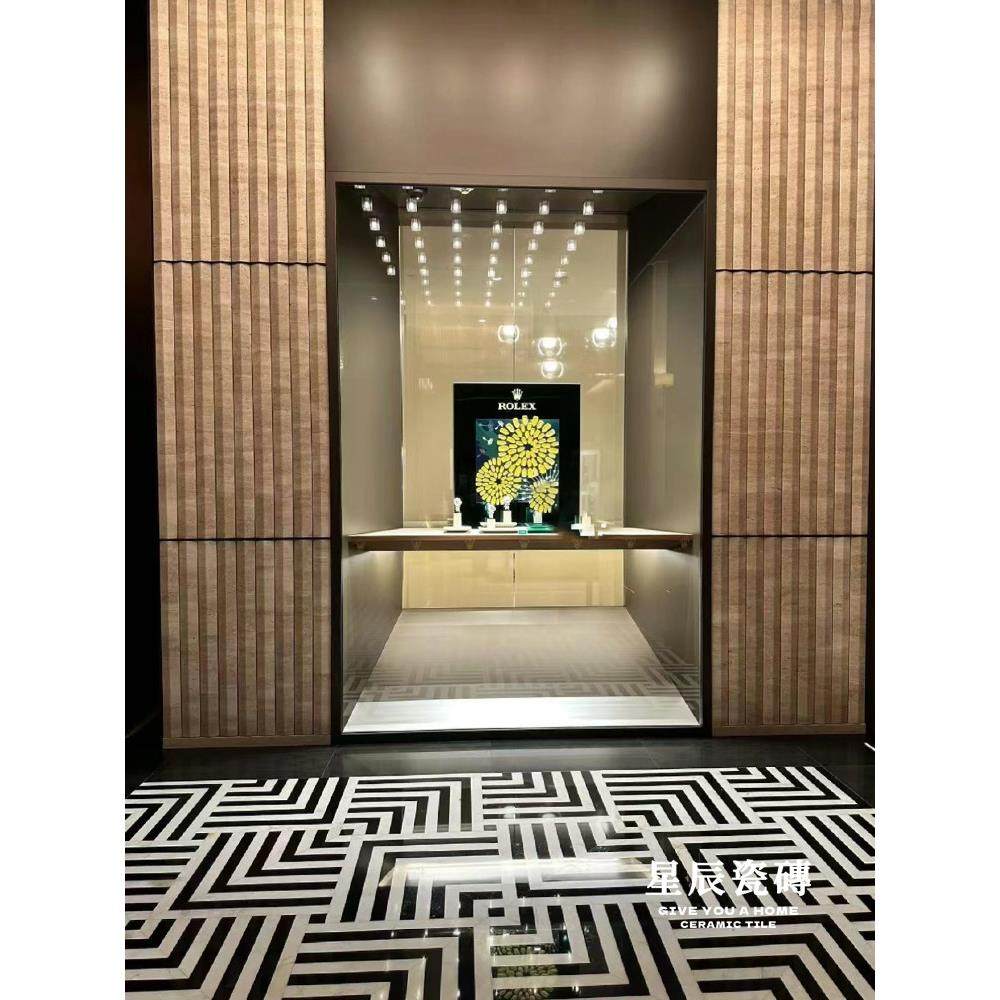 意大利黑白地砖酒店大理石瓷砖连锁餐厅B&B Ktv光泽设计师定制瓷,淘宝优惠券,粉丝福利购,淘宝优惠卷