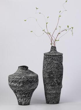 新中国风覆古怀旧Wabi-Sabi风格陶瓷花瓶装饰样板房民宿客厅花器