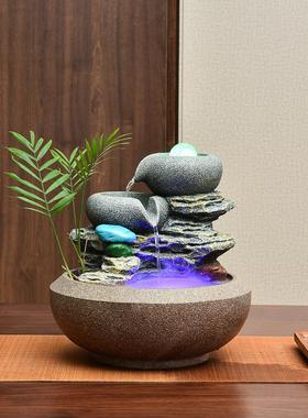 简约假山流水摆件办公室客厅桌面风水轮装饰店铺乔迁招财礼品摆件