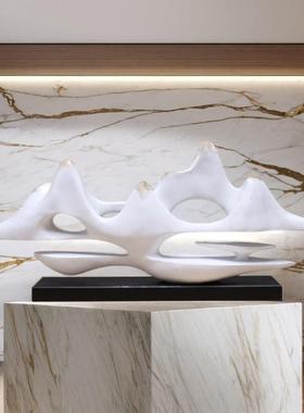 新中式假山侘寂风摆件高端禅意样板房客厅软装饰品玄关电视柜现代