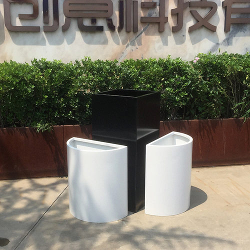 花箱 创意简约现代不锈钢花盆高低组合景区园林阳台花箱花钵厂家 - 图2