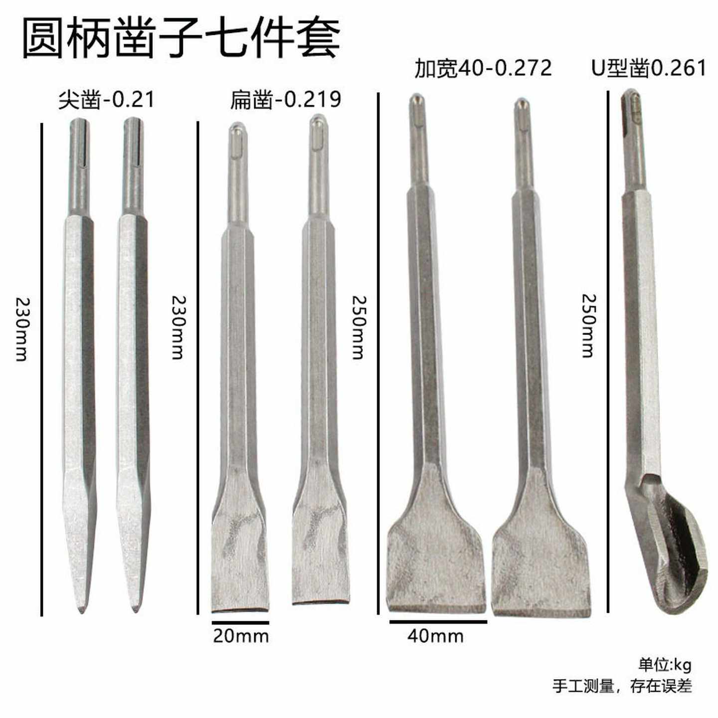 电锤凿子混凝土墙壁圆柄尖凿扁凿钩凿电锤冲击钻头凿子套装7PC,淘宝优惠券,粉丝福利购,淘宝优惠卷