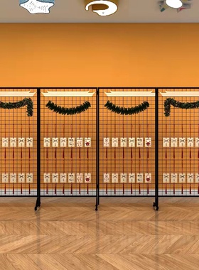 折叠网格展示架幼儿园画展书法美术绘画作品展览架落地铁网格网