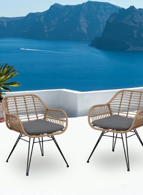 北欧户外铁艺藤椅阳台创意休闲花园家具靠背单人PE藤懒人藤编椅