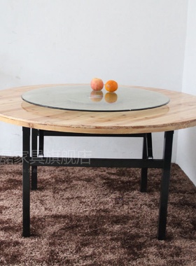 实木杉木折叠大圆桌食堂饭店酒店餐厅圆台圆桌面宴会厅实木圆桌子