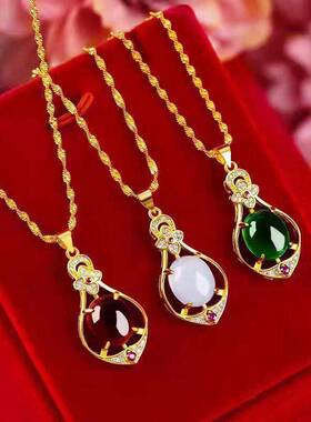 红色水钻项链女时尚爆款轻奢气质颈链情侣新款高级感吊坠潮锁骨链