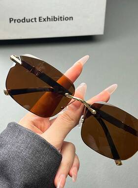 俄罗斯大白鲨无边框太阳镜鼎燚逦遮阳驾驶镜高清变色墨镜偏光眼镜