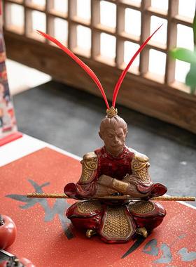 紫砂孙悟空齐天大圣鱼缸造景摆件创意客厅桌面斗战胜佛汽车装饰品