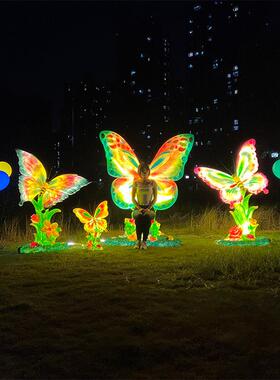花园庭院蝴蝶发光雕塑仿真动物摆件户外园林景观装饰网红拍照打卡