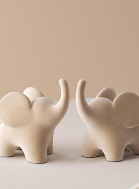 原木风装饰大象摆件高级感客厅入户玄关酒柜艺术家居饰品轻奢高档