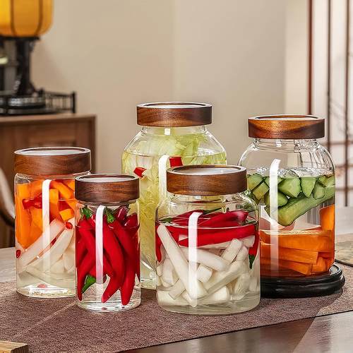 泡菜坛子玻璃罐厨房大号储物瓶腌制咸菜辣椒酱密封容器家用酸菜缸 - 图3