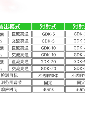 直流对射型光电开关GDK-5 10 20 30 40 50检测距离感应传感器模块