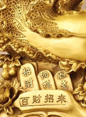 纯铜百财招来白菜聚宝盆摆件财福高升招财店铺开业礼品客厅装饰品