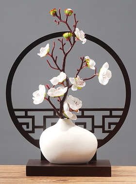 新中式电视柜禅意家居客厅创意玄关酒柜花瓶摆件玄关屏风装饰品