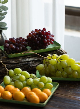 朱炳仁铜 紫藤创意家居实用沥水茶盘水果点心盘一隅春色长方盘