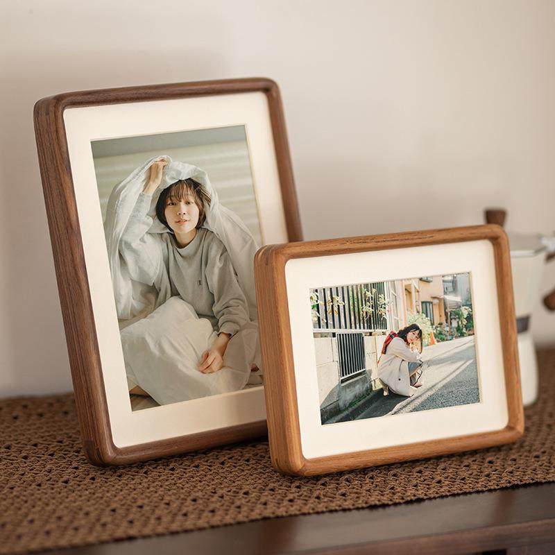 榫卯实木圆角相框摆台6寸7810寸A4冲洗照片做成相框黑胡桃柚木,淘宝优惠券,粉丝福利购,淘宝优惠卷