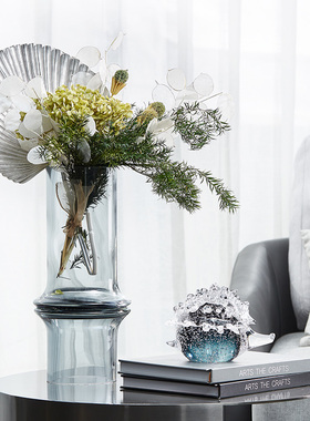 邸高家居轻奢墨绿色动物玻璃摆件样板房间客厅茶几桌面创意装饰品