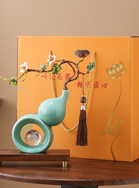 葫芦摆件创意陶瓷新中式客厅招财纳福家居饰品乔迁搬新家礼物