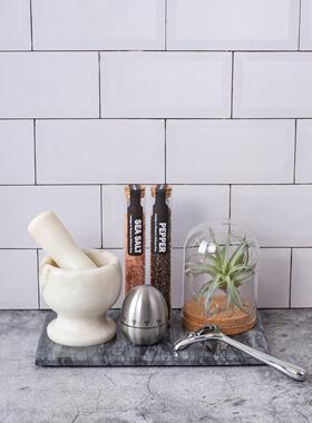 厨房样板间软装饰品摆件石材托盘食材罐彷真绿植计时器厨具小摆设