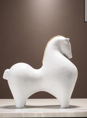 新中式马上有钱马摆件客厅电视柜酒柜装饰办公室前台开 业乔迁礼