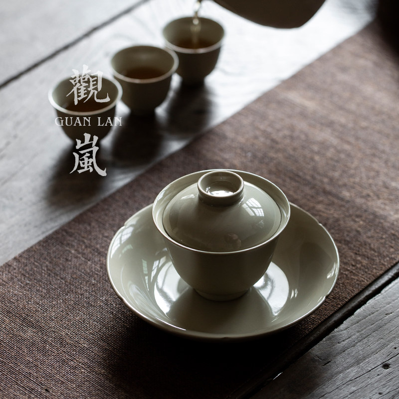观岚草木灰花边壶承干泡盘功夫茶具中式小茶台茶盘陶瓷摆件养壶垫,淘宝优惠券,粉丝福利购,淘宝优惠卷