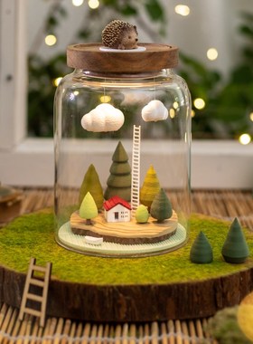 阿楹 奶油高级小众微景观t摆件玻璃瓶 书桌房间氛围感装饰乔迁礼