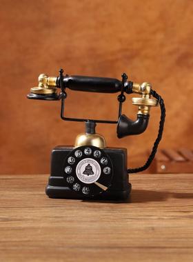 复古轻奢酒柜玄关电话机摆件创意家居客厅书柜橱窗陈列道具装饰品