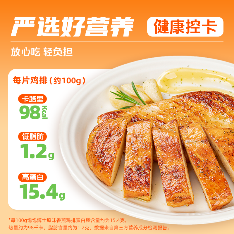 【李维刚严选】饱饱博士香煎鸡排鸡胸肉健身早餐轻食餐冷冻半成品,淘宝优惠券,粉丝福利购,淘宝优惠卷