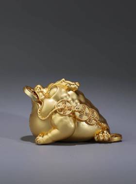 品京铜纯家居招财小铜摆件三足JC-08-08金蟾小手把件创意礼装饰铜