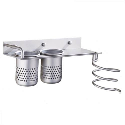 圣瑞佳 太空铝金色吹风机架 风筒架吹风机支架 卫浴置物架免打孔 - 图1