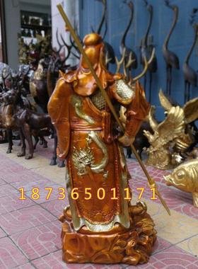 纯铜关公提刀背剑武财神关二爷铜像镇宅办公室客厅酒店供奉铜摆件