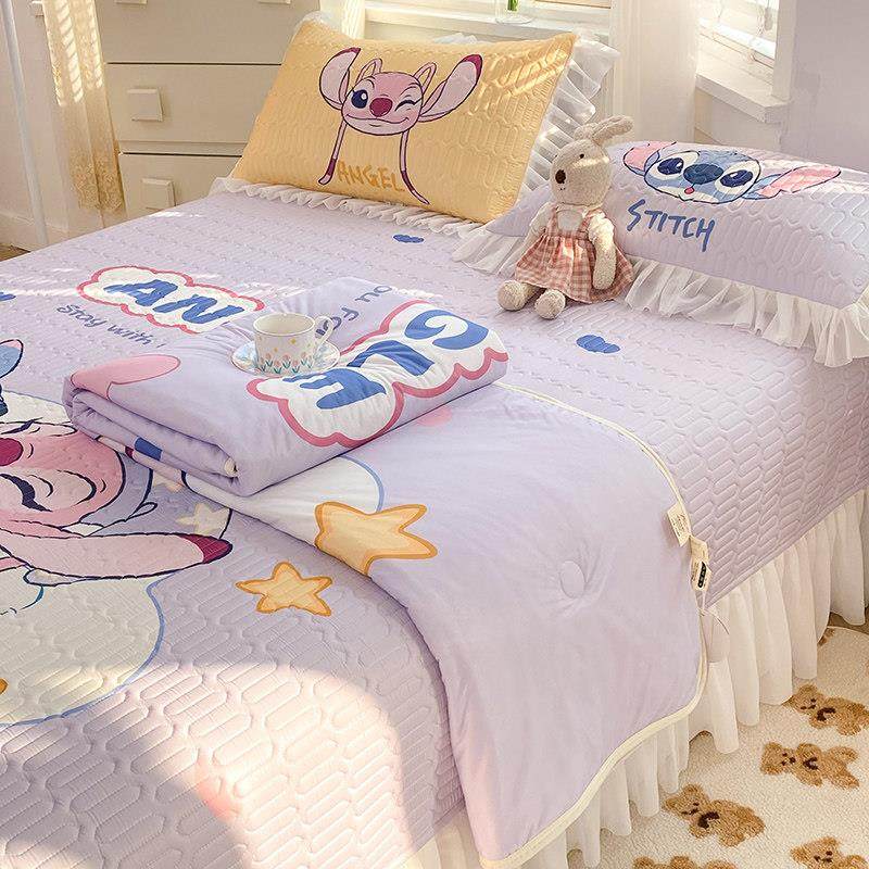 A类卡通史迪仔冰丝乳胶凉席夏凉被四件套床裙床盖款空调被豆豆被,淘宝优惠券,粉丝福利购,淘宝优惠卷